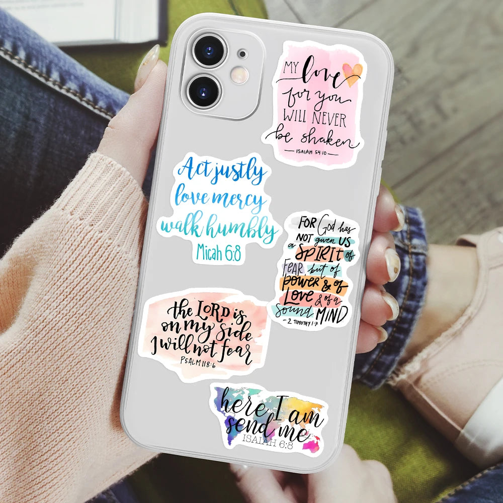 autocollants calligraphiques biblique motifs floraux moderne multicolore transparent waterproof scrapbook journal intime portable