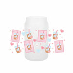 autocollants transfert motif coeurs boissons cartoon transparent opaques tasses croissants glaces bouteille verre couvercle