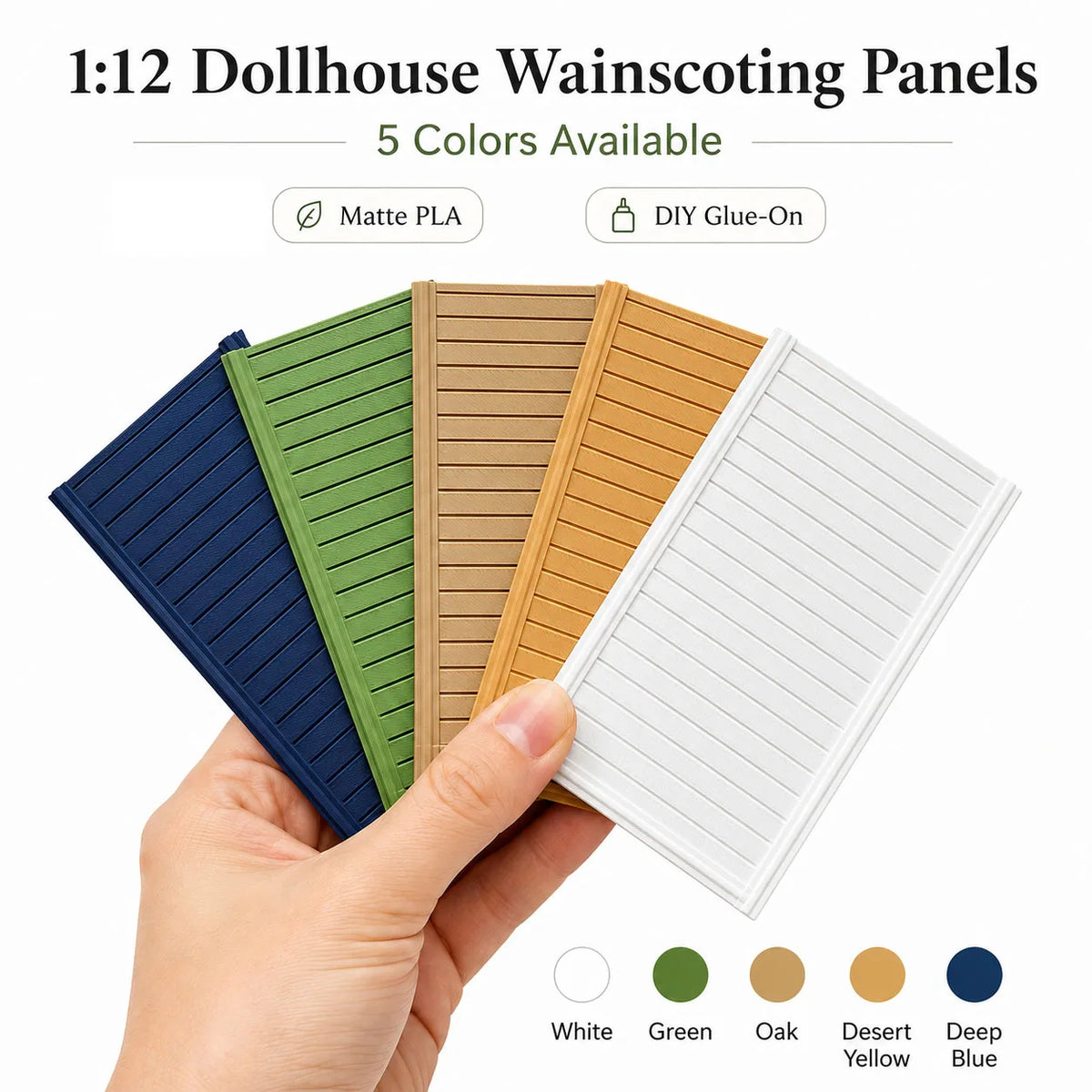 panneaux parement blanc vert chêne jaune bleu adhésif maison poupée texture mat moderne minimaliste