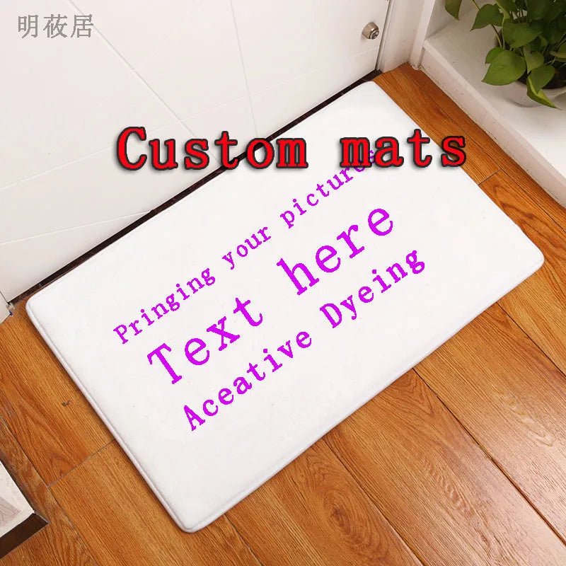 tapis personnalisable blanc moderne antidérapant 40x60cm sol porte bain couloir polyester mousse pe