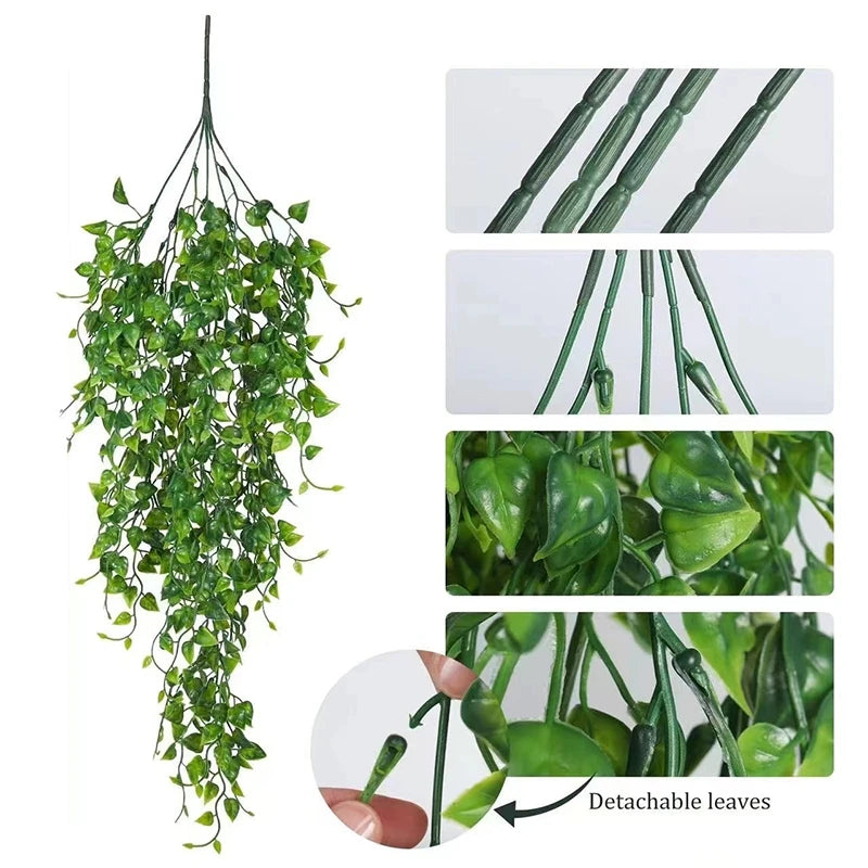 plantes artificielles suspendues vert feuilles fines moderne cordelette mariage anniversaire baby shower