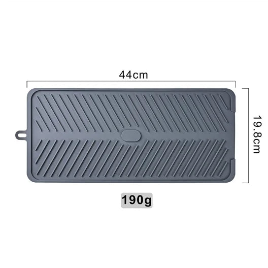 tapis drainage silicone gris moderne rayures horizontales anti dérapant rapide drying mat vaisselle organisateur