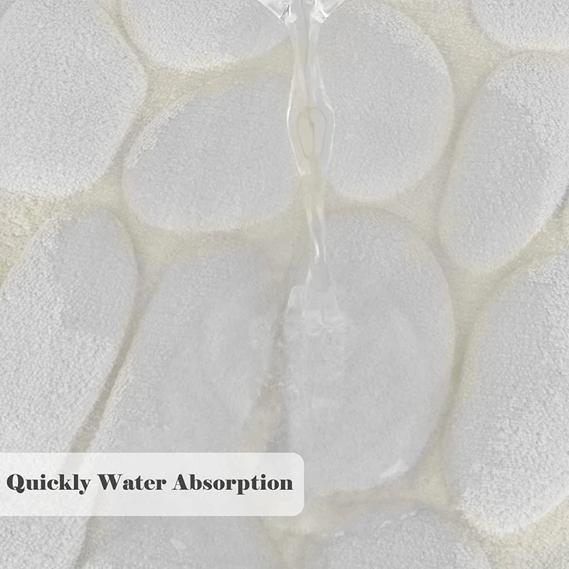 tapis bain antidérapant microfibre blanc texture cailloux moderne absorbant lavable machine doux