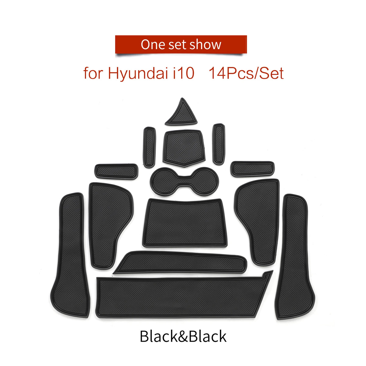 tapis sol voiture hyundai i10 noir rouge antidérapant moderne adhésif