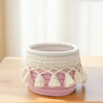 paniers rangement boho macramé franges brosses pinceaux cosmétiques toile réutilisable
