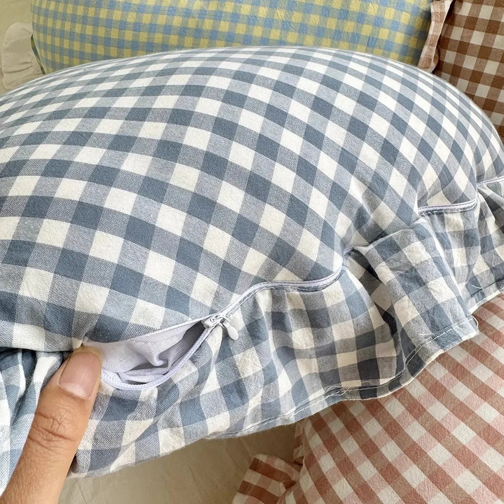 coussin cœur vichy bleu clair blanc anti décubitus lavable sofa chaise vintage simple