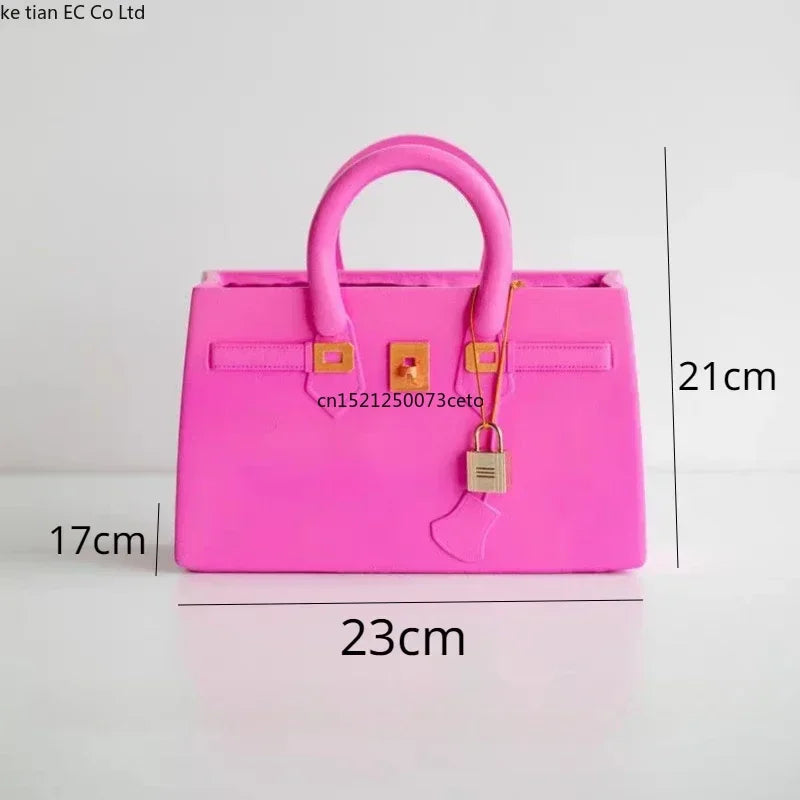 vase resine moderne sac birkin rose vif blanc doré élégant brillant 28cm