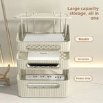 boîte rangement routeur décodeur tv gestion câbles organisateur moderne vert beige épuré