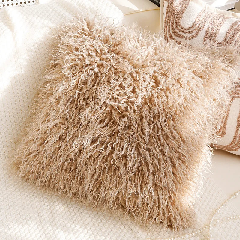 housse coussin décorative motif floral beige marron texture douce canapé lit salon moderne élégant