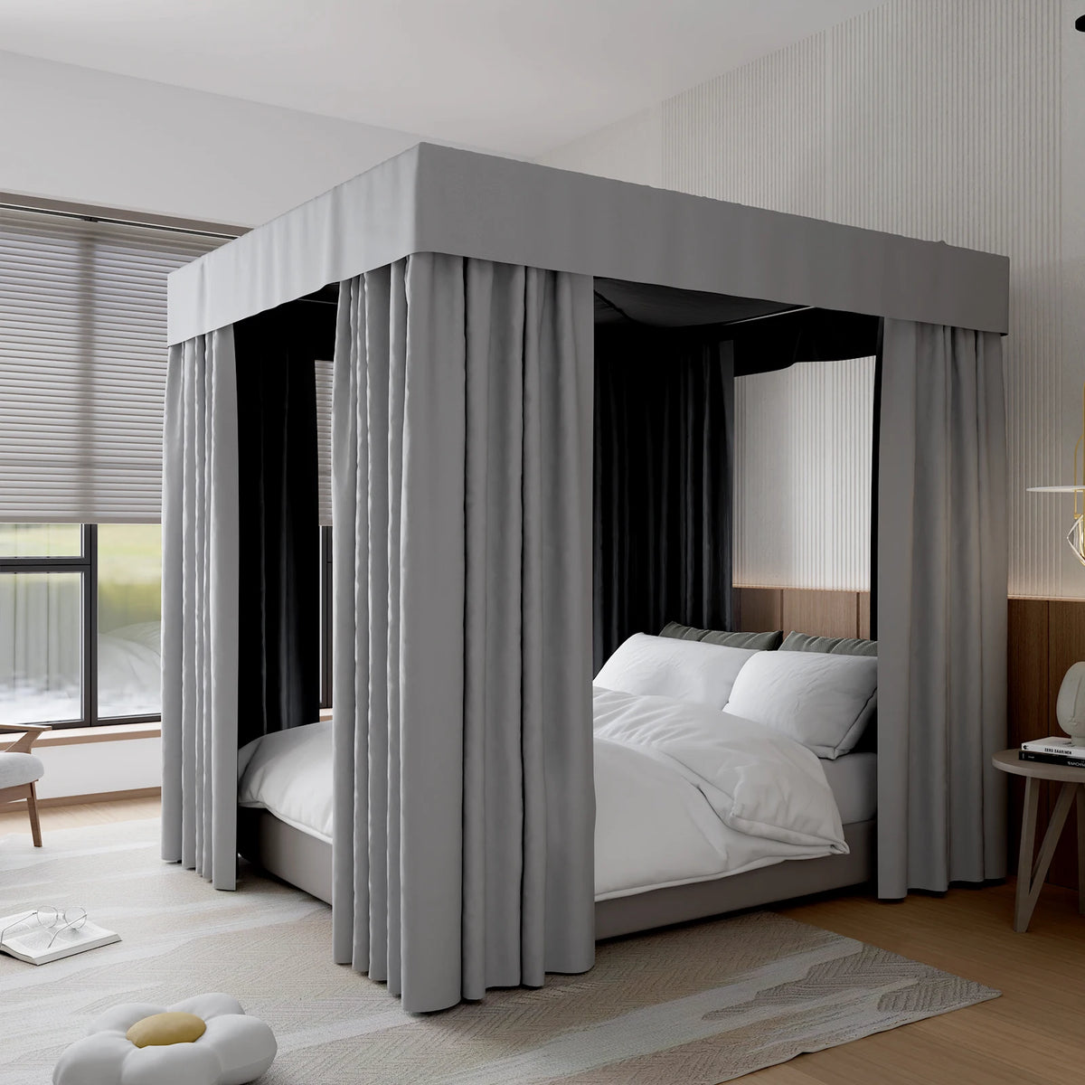 rideau lit adulte polyester noir moderne anti insectes hand washextérieur campementqueen king twin full