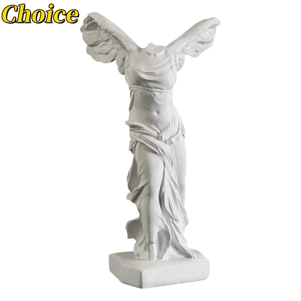 statue déesse victoire ange decoration art maison sculpture résine blanc gris classique antique minimaliste