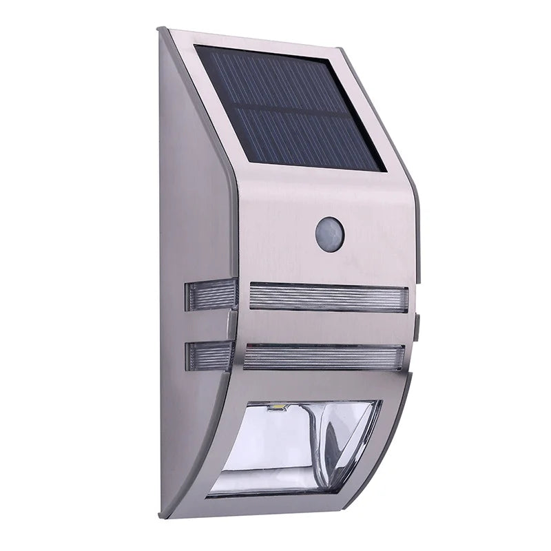 lampe solaire argentée détecteur mouvement led moderne extérieure étanche ip65 adhésif jardin contemporaine