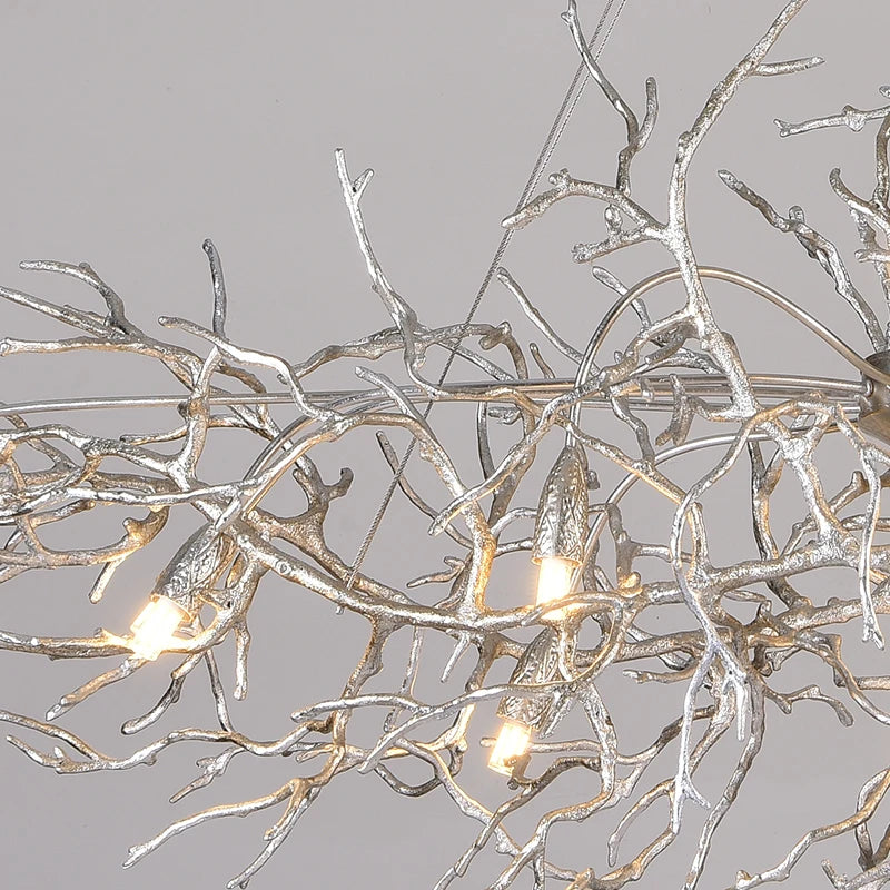 lustre cristal doré branches feuilles translucides moderne élégant suspension salon chambre luxe décoratif