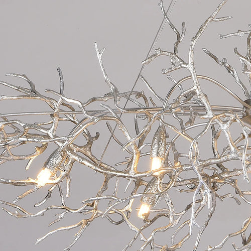 lustre cristal doré branches feuilles translucides moderne élégant suspension salon chambre luxe décoratif