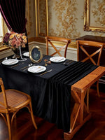 nappe noire velours halloween classique geometrique table manger décoration mariage festivité polyester