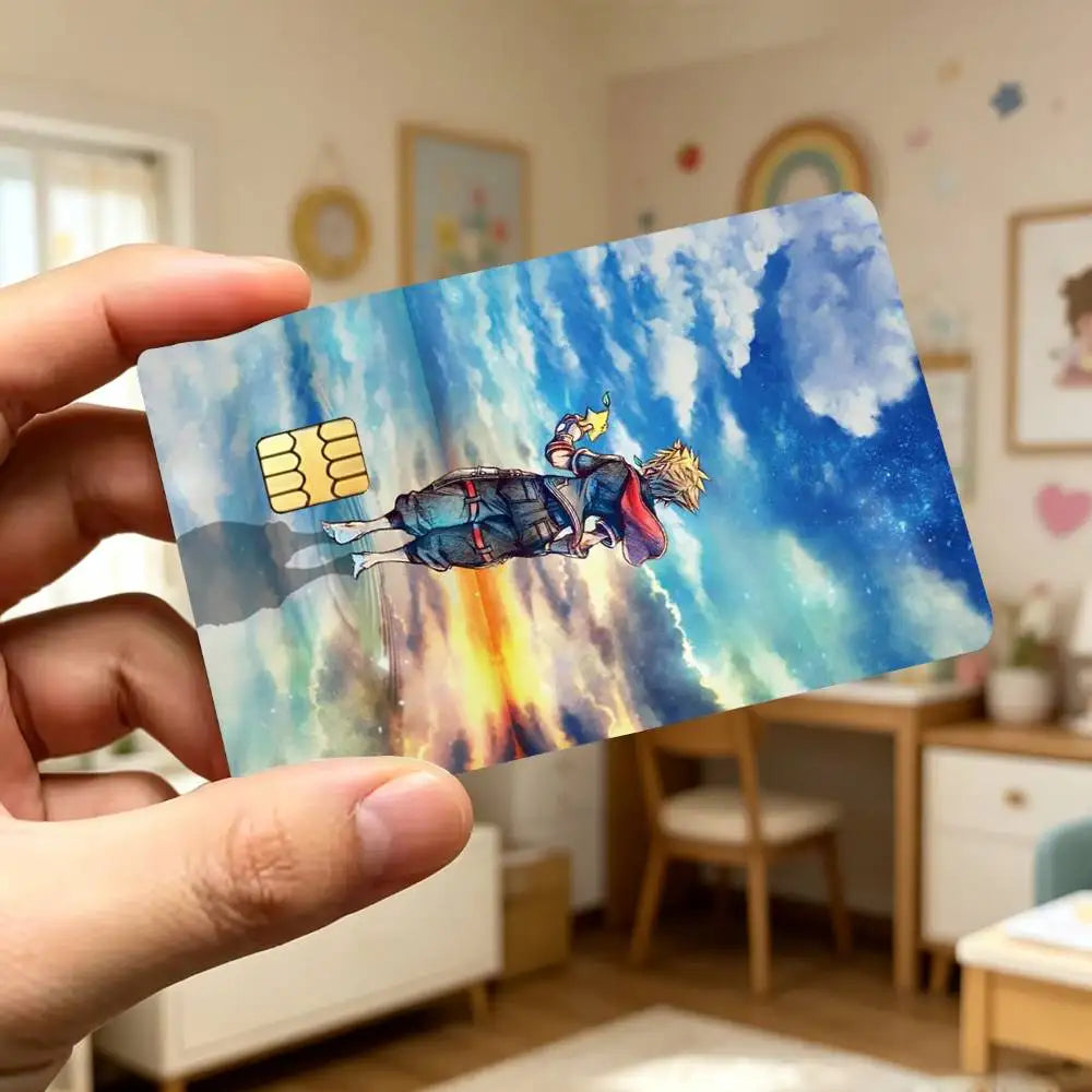 autocollants carte credit anime personnalisables anti rayures antipoussiere reflective 85.6x53.9mm