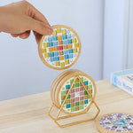 coasters mosaïque multicolores créatifs artisanal diy bambou transparents opaques