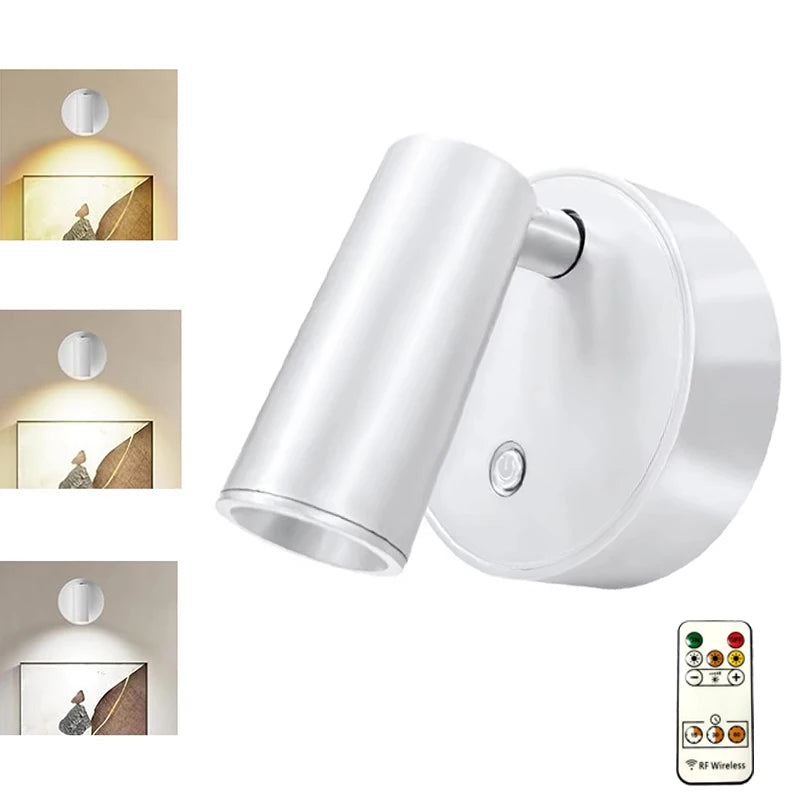 lampe murale rechargeable led rotation 360 moderne noir blanc télécommande