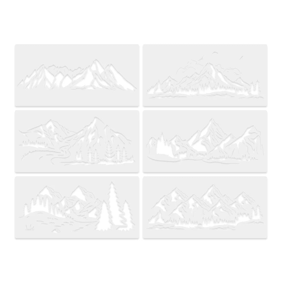 sticker paysage montagne graphique minimaliste adhésif blanc noir décoration mur papier bricolage artístico réutilisable