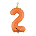 ballons numériques anniversaire enfantins orange jaune bleu rose blanc motifs étoiles points