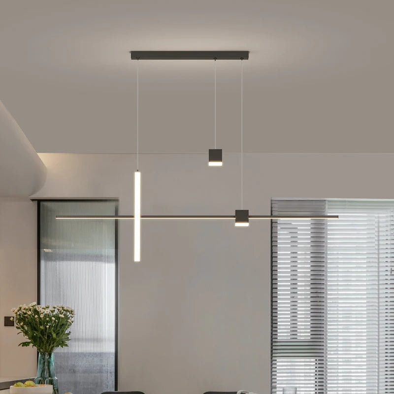 suspension lumineuse moderne led blanc noir minimaliste intérieur salon cuisine chambre restaurant