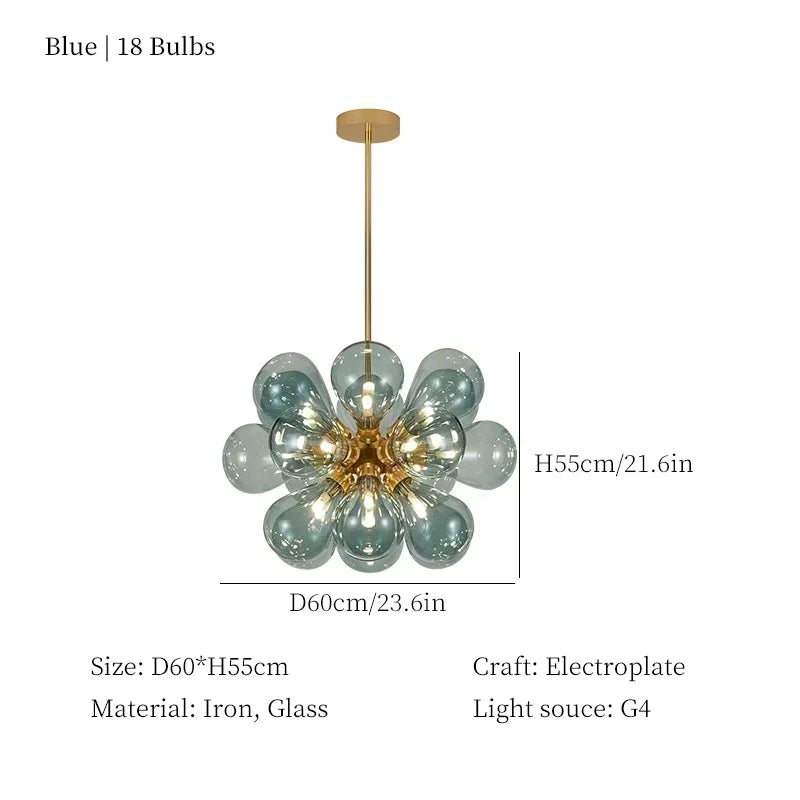 lampe suspendue moderne boules verre blanc doré néon haute luminosité contemporain
