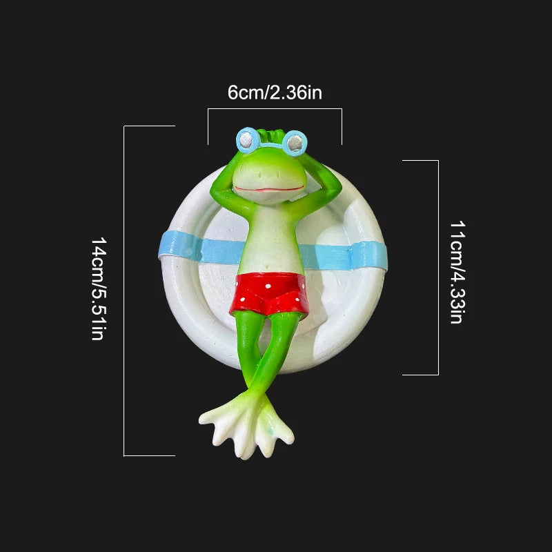 statuette grenouille peinte résine chapeau sorcière verte rouge bleue points noirs contemporaine extérieure ornement
