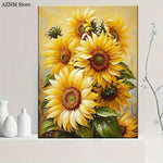 tableau floral tournesol jaune peinture toile classique deco maison sans cadre