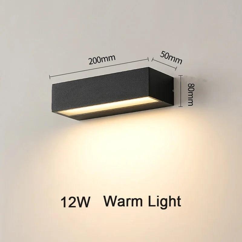 lampe murale led moderne étanche ip65 noir 20cm 30cm 50cm câble électrique verre