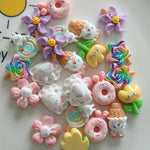 bijoux cuisine pâte sucre fleurs bonbons nuages multicolore opacité 20x18mm 20x17mm 19x16mm 23x14mm 17x17mm