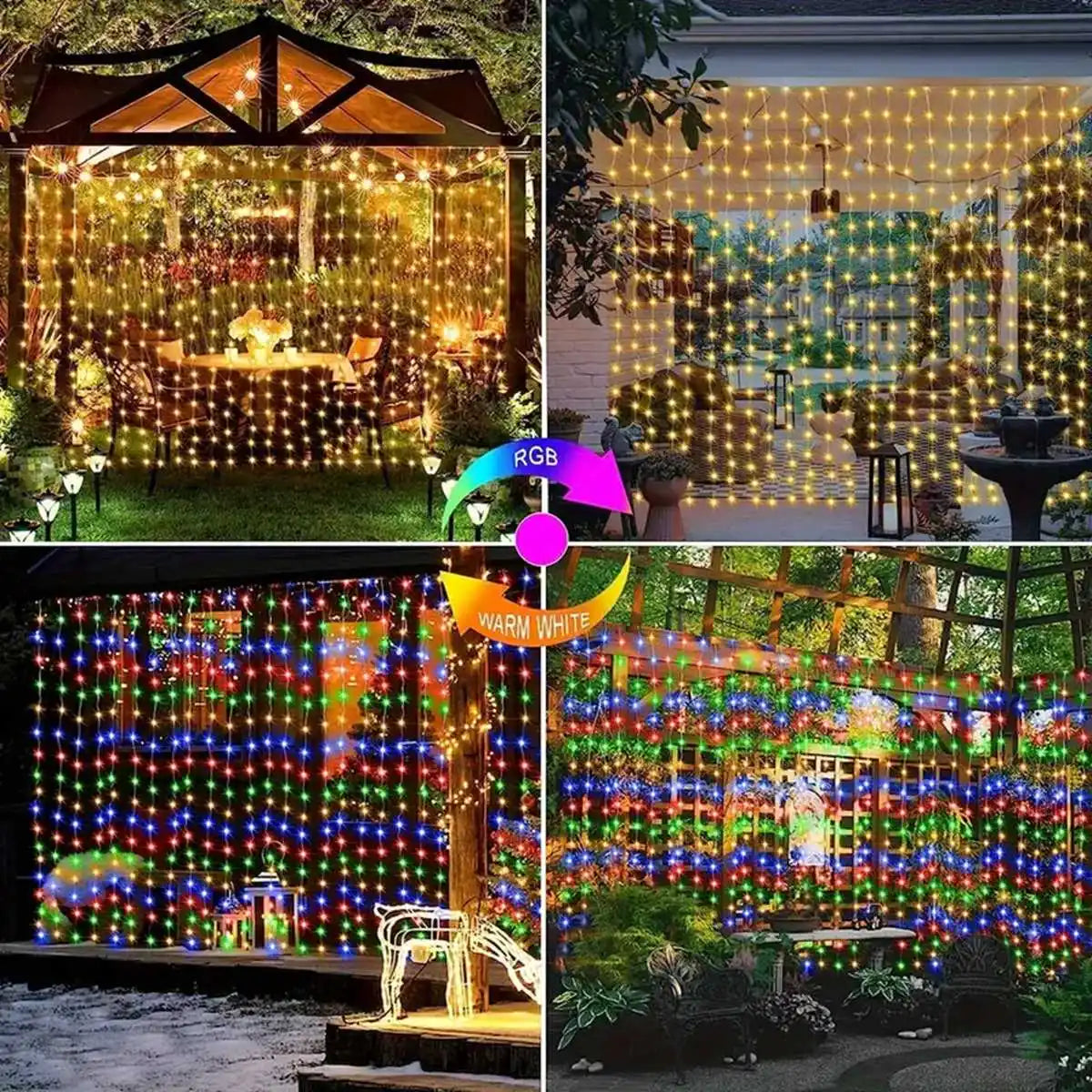 rideau lumineux solaire led blanc multicolore moderne modes