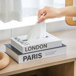 boîte mouchoirs moderne tissu amovible imprimé york paris london noir blanc minimaliste tendance decoration