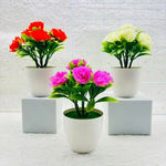 bouquet artificiel roses couleurs variées pot blanc décoration intérieure moderne minimaliste