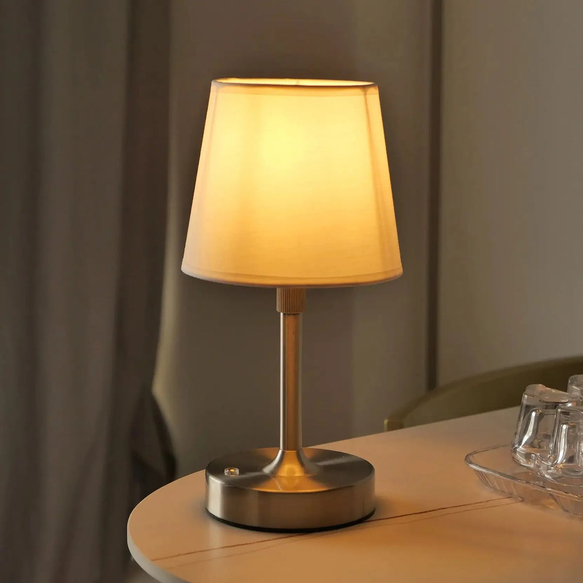 lampe table vintage or plissée interrupteur tactile rechargeable led noir beige