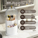 organisateur maquillage blanc transparent boîtes rangement compartiments moderne élégant pinceaux rouges lèvres bijoux soins