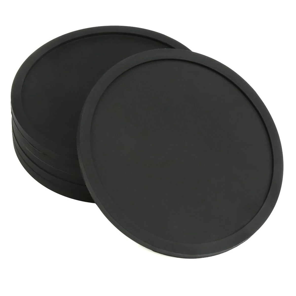 coasters silicone noirs modernes respectueux environnement diamètre 8.9cm hauteur 9.9cm épaisseur 0.3cm