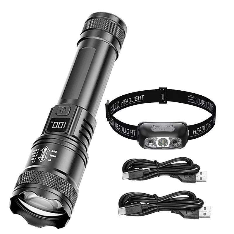 lampe frontale led rechargeable usb puissante portable camping pêche urgence sensoriel chargeur moderne pratique
