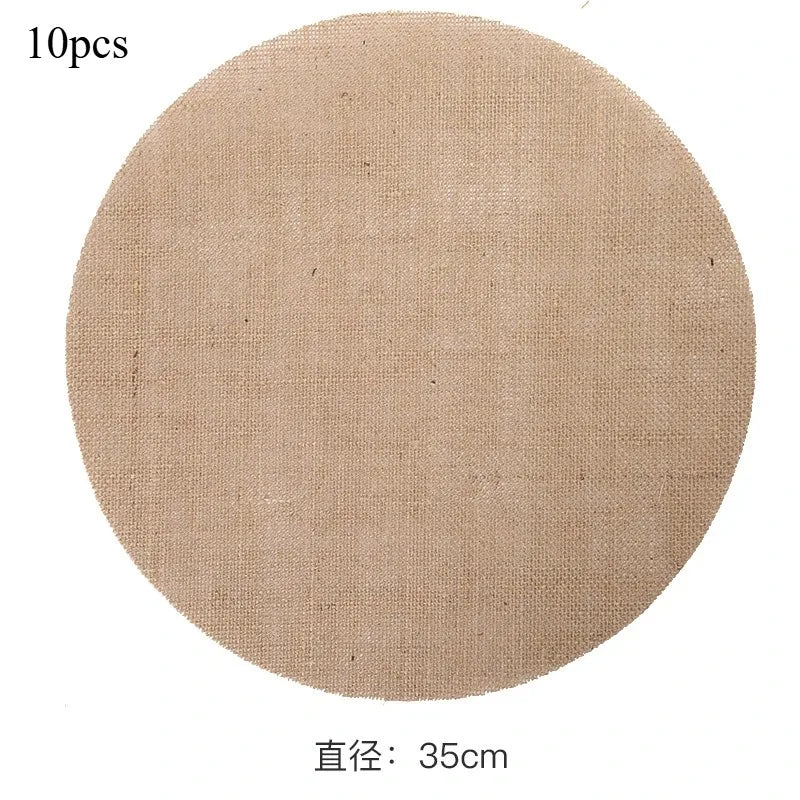 serviettes table toile jute beige rustique respectueuses l'environnement assiettes tasses théière decoration table