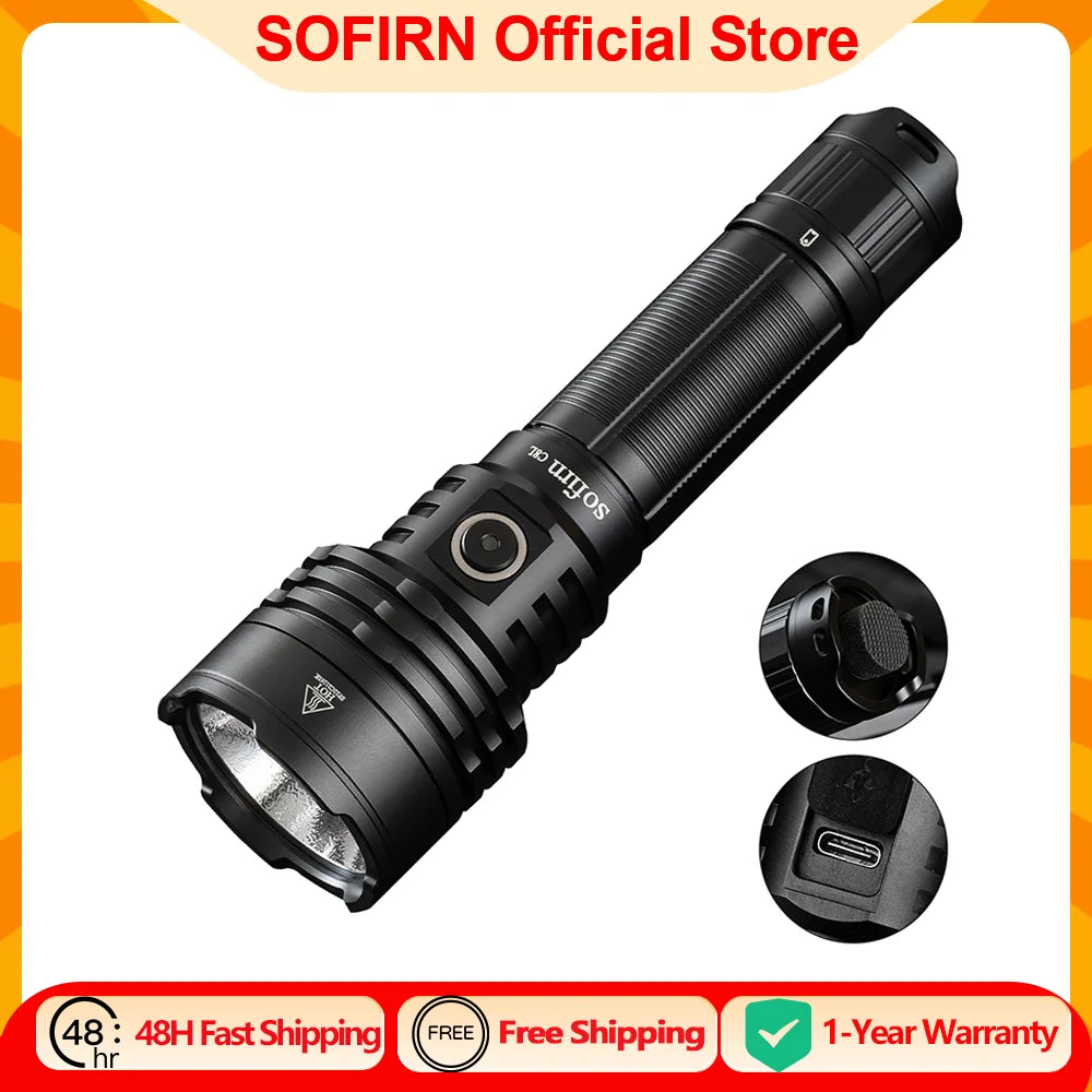 lampe torche noire led 350 lumens rechargeable port usb certifiée ccc cem fcc résistante