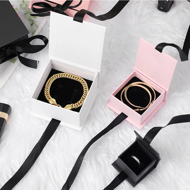 boîtes rangement bijoux papier or noir rose classiques élégantes coffrets cadeaux bracelet boucles oreilles