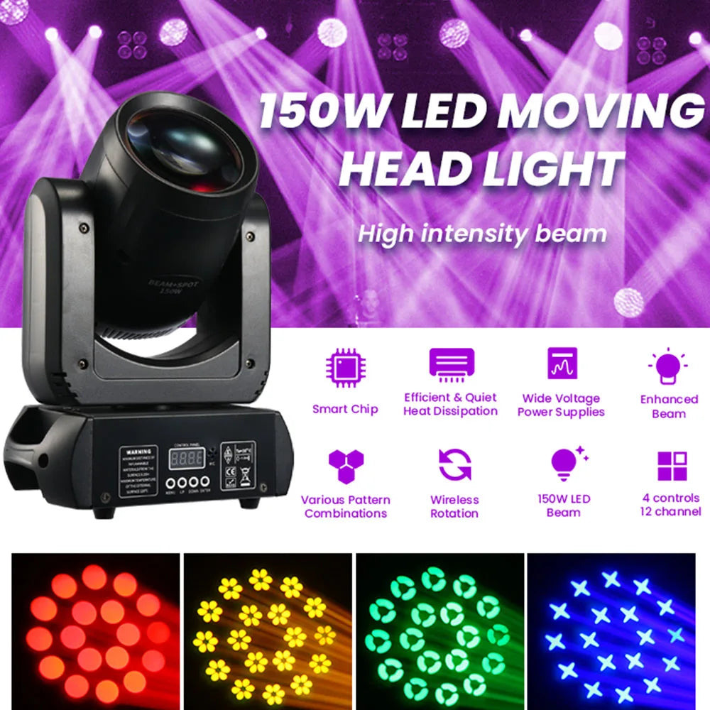 projecteur led mobile 150w noir moderne effet scène dji dmx disco club