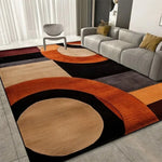 tapis moderne motifs géométriques marron beige noir orange salon chambre durable