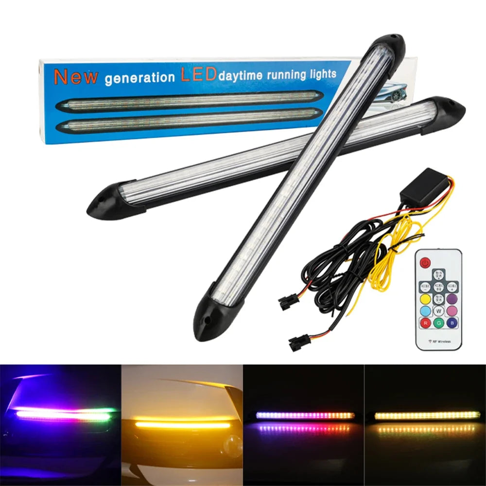 feux jour led noir blanc multicolore moderne clignotants jour nuit télécommande inclusion