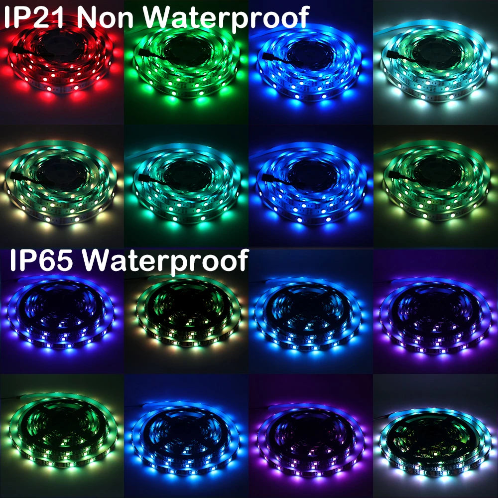 ruban led rgb smd 5v étanche adhésif rétroéclairage tv salon blanc noir flexible