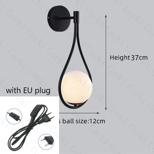 lampe murale moderne or noir goutte verre métal chambre entrée 249lm 90260v