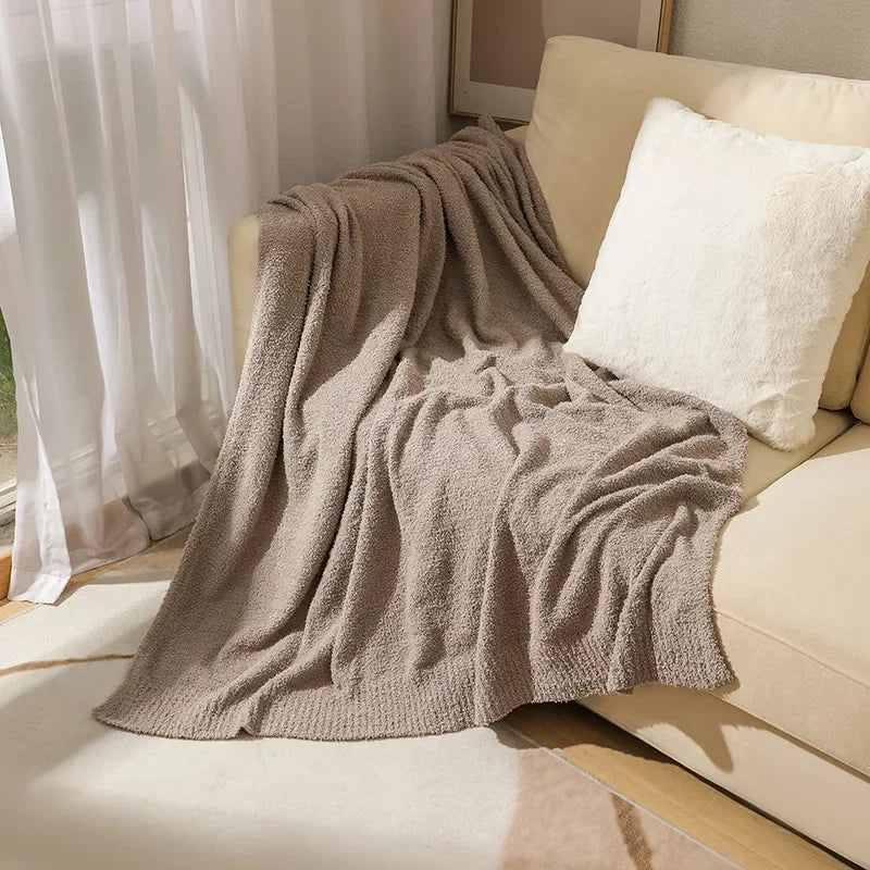 couverture acrylique douce hiver portable voyage maison solide orange beige jaune gris rose