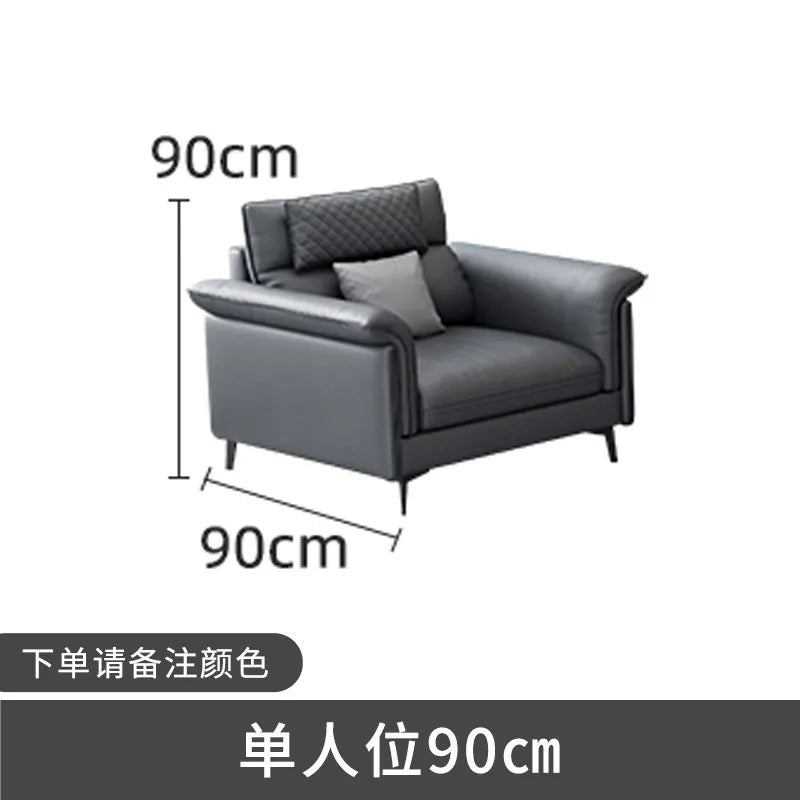 Canapé d'angle moderne cuir gris chaise lounge pieds noirs coussins géométriques salon bois composite