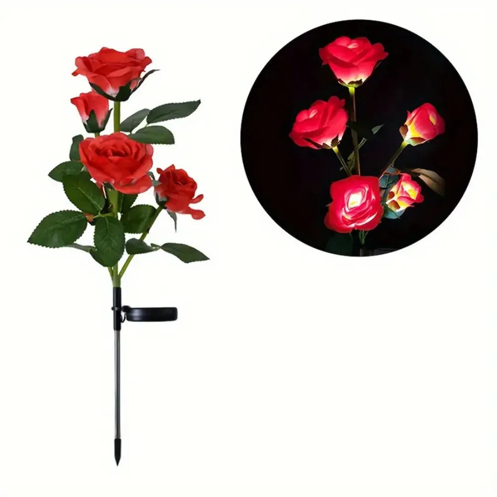 décoration extérieure solaire led rose moderne bouquet lumineux fête saint valentin festive