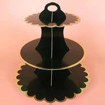 support cupcakes iridescent moderne rayures horizontales motifs floraux dorés anniversaire festive