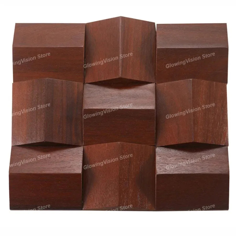 panneau décoratif bois cubes géométriques moderne marron clair foncé autocolant 3d